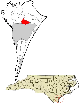 Location in New Hanover County and the state of North Carolina.