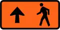 Pedestrians follow this sign (straight ahead, left-hand)