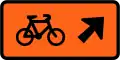Cyclists follow this sign (veer right)