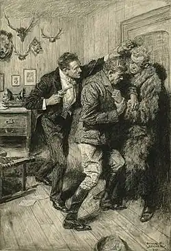 Nikky's resistance to search, with the revolver so close, was short-lived (1917); 24 5/8 by 17 5/8 inches Collection of the Delaware Art Museum