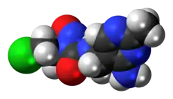 Space-filling model of the nimustine molecule