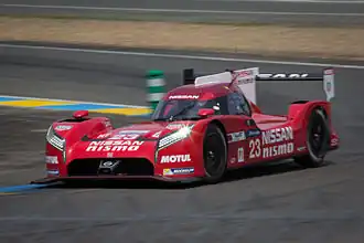 The Nissan GT-R LM Nismo was the only Le Mans Prototype race car with a front-mid-engine, front-wheel-drive layout.