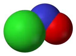 Spacefill model of nitrosyl chloride