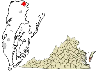 Location in Northampton County and the state of Virginia.