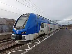 Communter train of type Stadler KISS at the Örbyhus station.