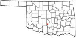 Location of Lindsay, Oklahoma