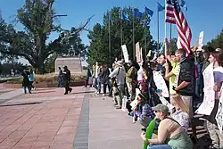 Demonstrators from Occupy Oklahoma City gather at the Oklahoma State Capitol building on October 28, 2011