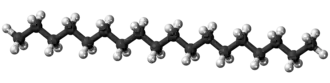 Ball-and-stick model of the octadecane molecule