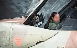 A female F-16I navigator (WSO) after the strike