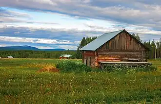 A barn in Orajärvi village of Sodankylä, Lapland, Finland.