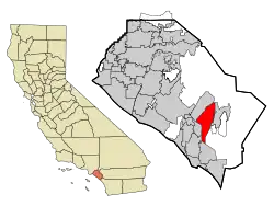 Location of Mission Viejo within Orange County, California.