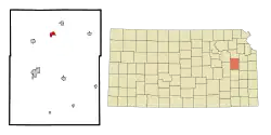 Location within Osage County and Kansas