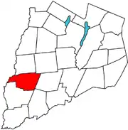 Otsego County map with the Town of Morris in red