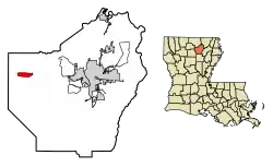 Location of Calhoun in Ouachita Parish, Louisiana.