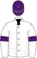 White, purple armlet, purple cap