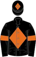Black, orange diamond, armlets and diamond on cap