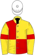 Yellow and Red (quartered), Yellow sleeves, Red armlets, White cap