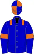 Blue, orange epaulets and armlets, quartered cap