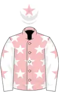 Pink, White stars, White sleeves, Pink stars, White cap, Pink star