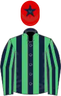 Dark Blue and Emerald Green stripes, Red cap, Dark Blue star