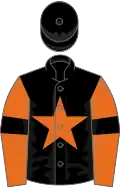 Black, orange star, orange sleeves, black armlets