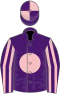 Purple, Pink disc, Purple and Pink striped sleeves, quartered cap