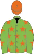 Light green, orange stars, orange cap