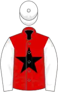 Red, black star, white sleeves and cap