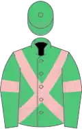 Emerald Green, Pink cross belts and armlets
