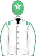 White, green epaulettes, white sleeves, green seams, green cap
