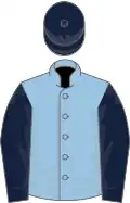 Light blue, dark blue sleeves and cap