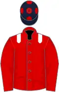 Red, white epaulettes, dark blue cap, red spots