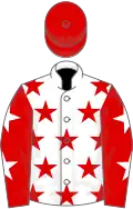 White, red stars, red sleeves, white stars, red cap