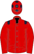 Red, dark blue epaulettes, dark blue spots on cap