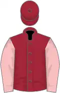 Maroon, pink sleeves