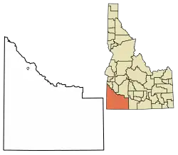 Location of Homedale in Owyhee County, Idaho.
