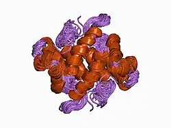 1cfp: S100B (S100BETA) NMR DATA WAS COLLECTED FROM A SAMPLE OF CALCIUM FREE PROTEIN AT PH 6.3 AND A TEMPERATURE OF 311 K AND 1.7-6.9 MM CONCENTRATION, 25 STRUCTURES