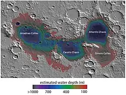 Features around Eridania Sea labeled
