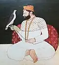 Mid-17th century portrait of Guru Hargobind holding a bird of prey