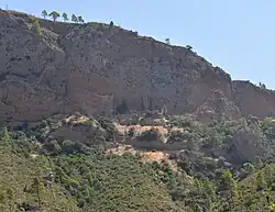 View of the old monastery of the Holy Archangels (Pammegiston Taxiarchon) established by Saint Leontios, as seen from where today lies the monastery of Pammegiston Taxiarchon.