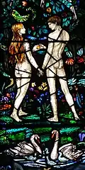Detail from the Creation window, S.Chad, Far Headingley, Leeds, 1923: Adam & Eve