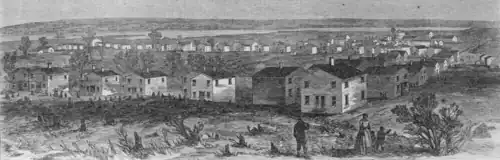 Panoramic print of Freedman's Village, Harper's Weekly, 1864