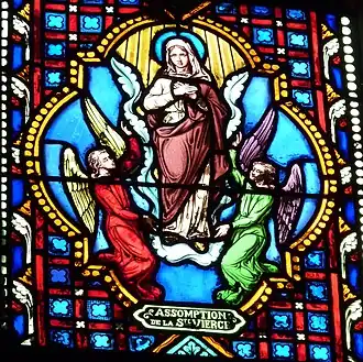 Angels transport the Virgin Mary to heaven