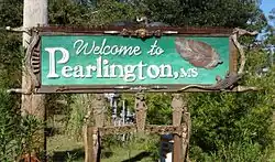 Sign welcoming visitors to Pearlington