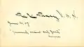 Robert Peary's signature 10 June 1907 with quote