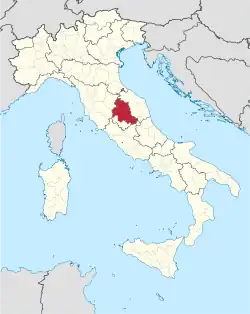 Location of the province of Perugia in Italy