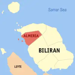 Map of Biliran with Almeria highlighted