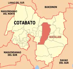 Map of Cotabato with Matalam highlighted