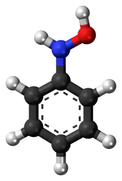 Ball-and-stick model of the phenylhydroxylamine molecule