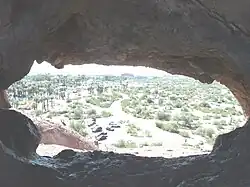 View from inside the Hole-in-the-Rock, a Phoenix landmark located in Papago Park